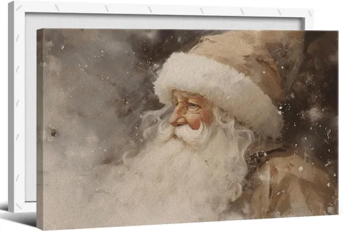 Vista 12 de Arte de pared en lona de árbol de Navidad y pino, póster rústico iluminado de abeto nevado, decoración de pared de vacaciones de invierno antigua