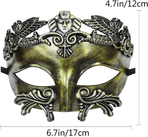 Vista 6 de Máscara de mascarada, máscara de plástico griego romano para fiesta de Halloween