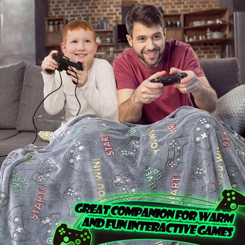 Vista 3 de Cloele Manta de juegos que brilla en la oscuridad, regalo de controlador de juegos, juguetes para niños y niños, decoración de habitación