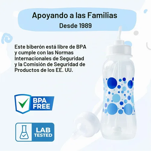 Vista 3 de Podee - Botella manos libres para bebé, sistema de alimentación anti-cólicos, Azul