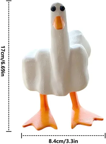 Vista 3 de Figura de pato de dedo medio, divertida estatua de dedo medio, decoración del hogar, oficina, escritorio, adornos de pato, regalos novedosos extraños