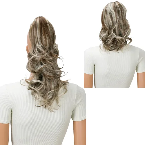 Vista 24 de PRETTYSHOP 16 o 20 pulgadas clip para el pelo en extensión cola de caballo 2 en 1 rizada resistente al calor