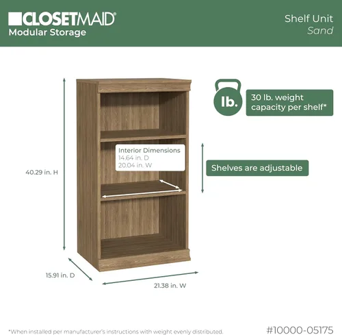 Vista 3 de ClosetMaid - Unidad de almacenamiento modular apilable de 3 estantes, color arena