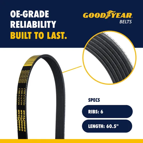 Vista 2 de Goodyear Belts 1060605 Cinturón de serpentina, 6 varillas, 60.5 pulgadas de longitud