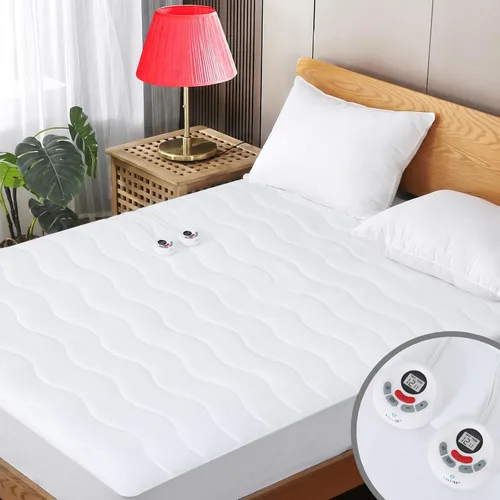 Vista 8 de VALUXE Protector de colchón térmico tamaño individual XL, 12 ajustes de calor, calentador de cama eléctrico Quilted Heating Pad, Single Control