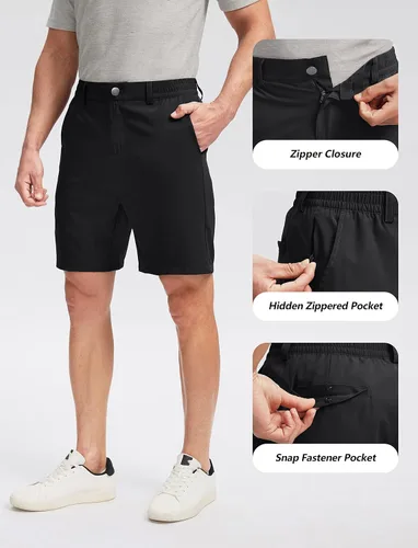 Vista 4 de Soothfeel Men's Golf Shorts with 5 Pockets 7 Inch Stretch Lightweight Quick Dry Hiking Casual Work Dress Shorts for Men