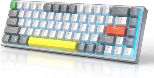 Vista 8 de MageGee SKY68 - Teclado mecánico para juegos, 68 teclas intercambiables en caliente, compacto con retroiluminación LED azul, teclado ergonómico