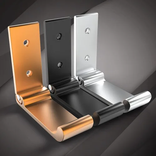 Vista 6 de 12 ganchos plegables de 3 pulgadas, ganchos plegables dorados y negros, ganchos de pared de aleación de aluminio, soporte para auriculares montado