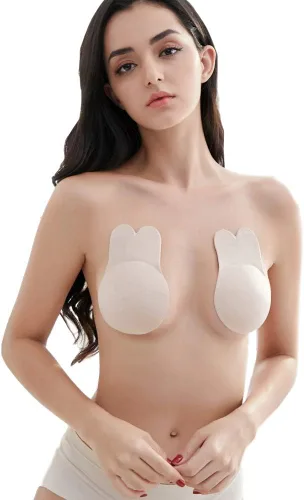 Vista 8 de 2 pares de brasieres autoadhesivos invisibles, sin tirantes, reutilizables, para levantar pezones, para mujeres, ropa sin espalda