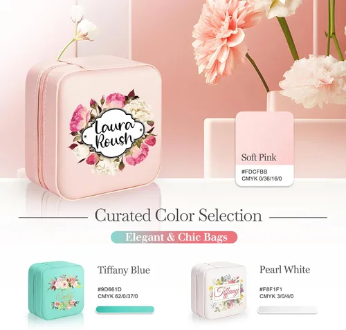 Vista 6 de Caja de Joyería Caramel Sweet Life Organizador de Joyas Personalizado Regalos para Mamá Pequeño Estuche de Joyería de Viaje con Diseño de Roseta