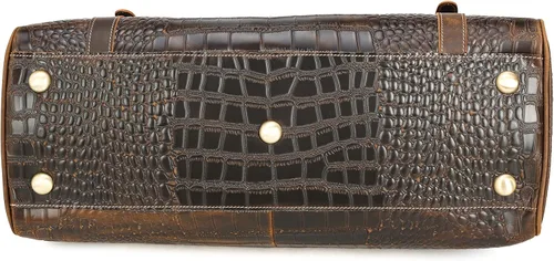 Vista 8 de Polare - Bolsa de lona elegante para hombre, 21 pulgadas, de piel de vaca, para viajes, Marrón