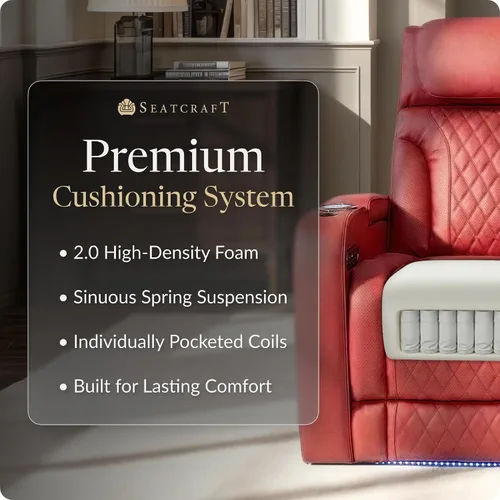 Vista 7 de Seatcraft Luminis 365 - Asiento de cine en casa (fila de 2 biplazas), color carmesí