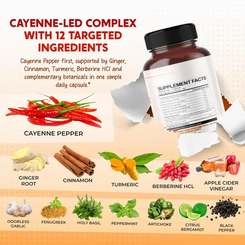 Vista 4 de Pimienta de Cayena, Jengibre, Cúrcuma, Berberina - Digestión, Apoyo para la Salud Intestinal
