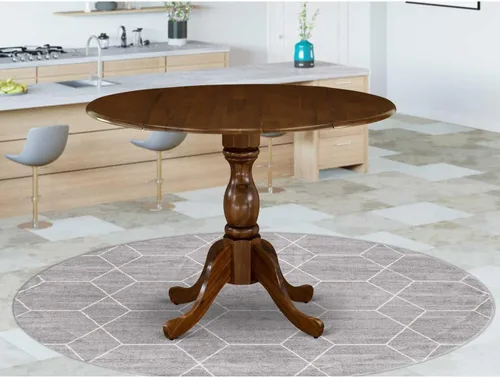 Vista 31 de HomeStock Mesa de comedor redonda de madera, mesa de cocina resistente para espacios pequeños, color negro y cereza/36 pulgadas sin gotas