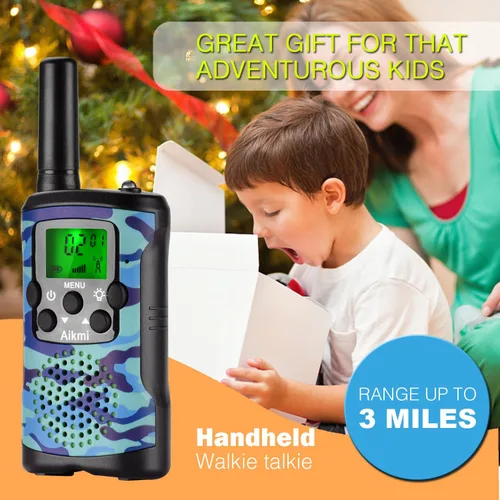 Vista 5 de Aikmi - Walkie Talkies para niños, de 22 canales de radio, 2 vías y 3 millas de alcance. Walkie Talkies de juguete duraderos, el mejor regalo