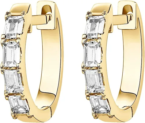 Vista 3 de PAVOI Aretes de aro de plata de ley chapados en oro de 14 quilates con circonita cúbica para mujer