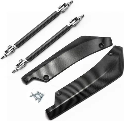 Vista 4 de x xotic tech JDM - Difusor universal para parachoques trasero, divisor de valencia, alerón de alerón, patrón de fibra de carbono con varilla