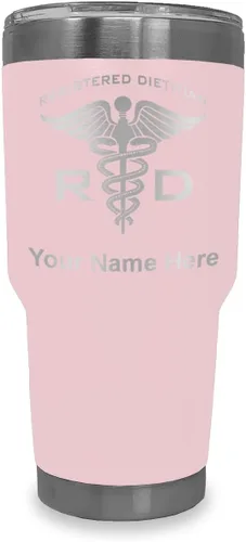 Vista 23 de LaserGram Vaso aislado al vacío de 20 onzas, dietista registrado RD, grabado personalizado incluido (negro)
