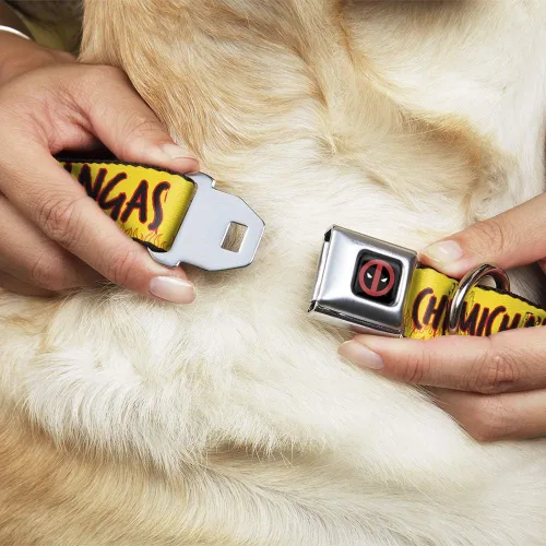 Vista 8 de Collar de perro Hebilla de cinturón de seguridad Deadpools Chimichangas Flames Amarillo Negro Rojo 9 a 15 pulgadas 1.0 pulgadas de ancho
