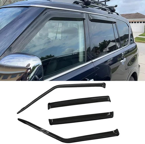 Vista 18 de Sun Rain Guards - Deflector de viento para ventana, 4 piezas de cinta en canal en color humo oscuro para Nissan Titan Crew Cab 2004-2015 194858