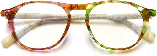 Vista 4 de HEPIDEM Gafas de acetato para hombre, marco de anteojos ópticos de miopía redondo retro vintage