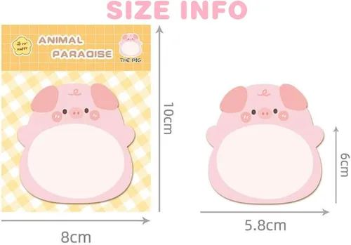 Vista 4 de 24 blocs de notas adhesivas con forma de animal, 8 bonitos patrones, 3 blocs de cada bloc de notas autoadhesivas Kawaii para escuela, oficina
