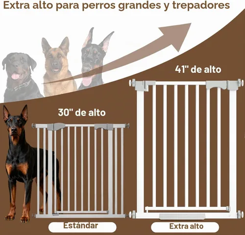 Vista 2 de Puerta para bebé extra alta de 41 pulgadas para perros grandes y mascotas en interiores, sin saltos, 30-32.6 pulgadas de ancho, puerta resistente