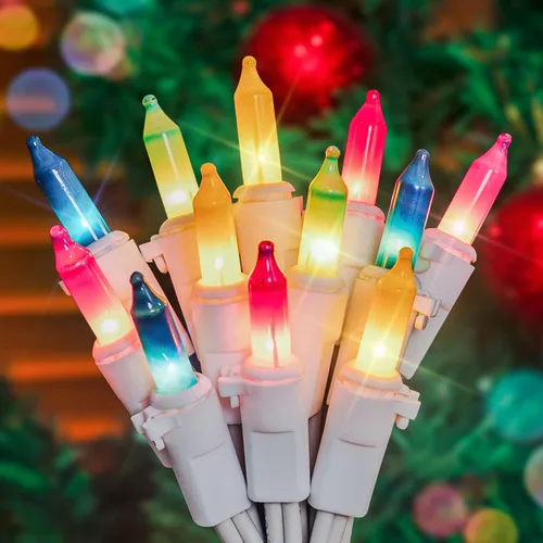 Vista 8 de Hopolon 2PACK Juego de 50 luces de Navidad transparentes con cable blanco, juego de 50 luces de cuerda incandescentes mini para vacaciones, árbol