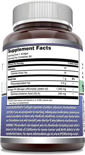 Vista 2 de Amazing Formulas Suplemento de aceite de borraja, 2000 mg por porción, cápsulas blandas, sin OMG, sin gluten, fabricado en Estados Unidos