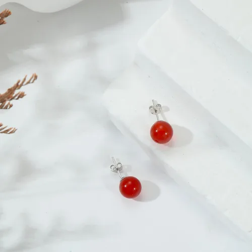 Vista 35 de Natural Stone Stud Earrings for Women 8mm Sterling Silver Genuine Gemstone Earrings Handmade Sterling Silver Crystal Stud Earrings for Women