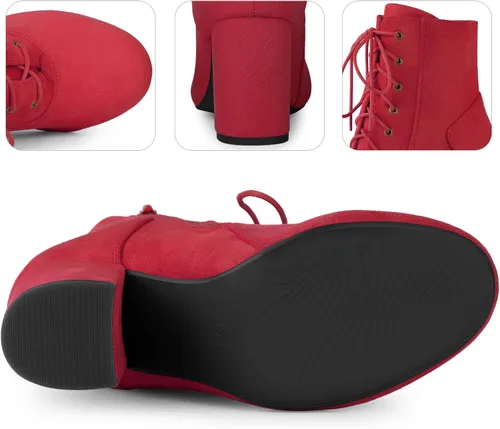 Vista 3 de Perphy Botas de tobillo con cordones de tacón alto y punta redonda para mujer