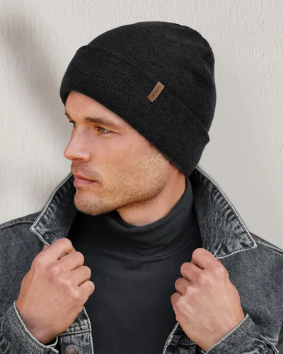 Vista 4 de FURTALK Gorro de invierno con forro polar para hombre, doble capa, elegante, tejido con puños, sombrero liso