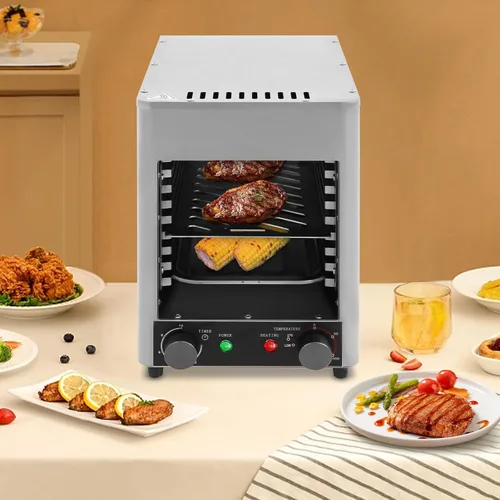 Vista 2 de Asador eléctrico para carnes, parrilla eléctrica de 30-1500 °F, parrilla eléctrica portátil de acero inoxidable, parrilla de carne de mesa