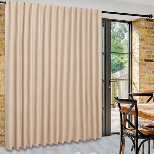 Vista 64 de DWCN Cortina opaca divisora de privacidad para puerta corrediza de patio, cortinas térmicas extra anchas con pestaña trasera y bolsillo para barra