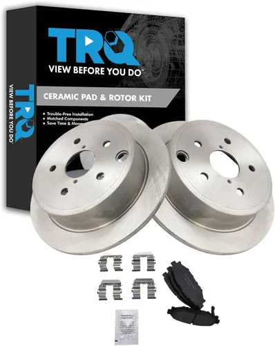 Vista 153 de TRQ Juego de pastillas de freno y rotor de cerámica trasera compatible con Honda Accord V6 1998-02 3.0L con frenos de disco traseros 02-06 Acura RSX