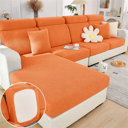 Vista 14 de Fundas de cojín para asiento de sofá, fundas elásticas para cojín para sofá, funda antideslizante de repuesto, protector grueso de muebles con Beige