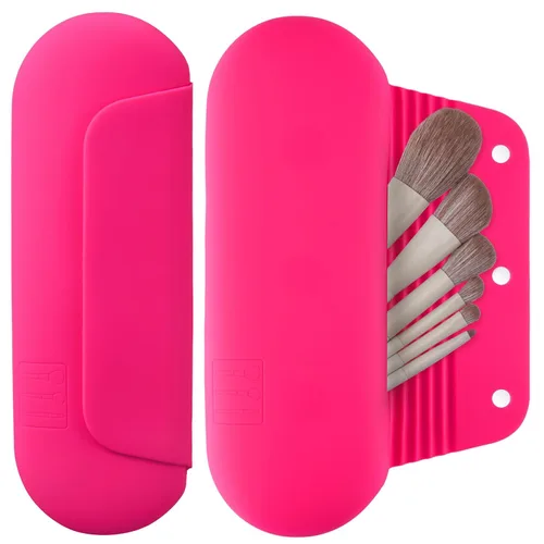 Vista 29 de AGIKET Soporte de silicona para brochas de maquillaje, bolsa de cosméticos de viaje: soporte suave y portátil para brochas cosméticas faciales