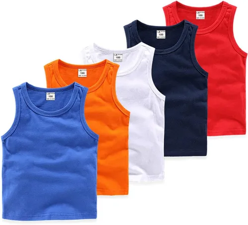 Vista 2 de Camisetas sin mangas básicas de verano unisex para bebés, niños y niñas, camisetas casuales de algodón
