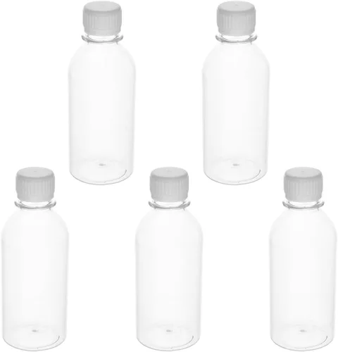 Vista 13 de Aicosineg 20 recipientes de plástico de 5.1 fl oz, botella de reactivo químico de laboratorio, botella de almacenamiento de boca pequeña de 5.07 5.1