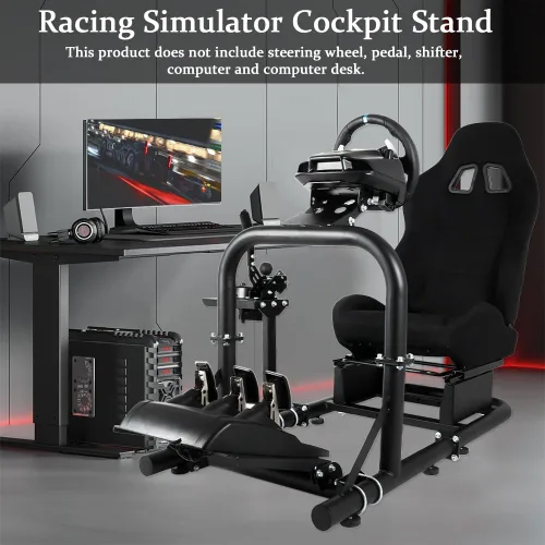 Vista 7 de Marada Racing Simulator Cockpit with Comfort Seat Fit for Logitech/Thrustmaster/Fanatec G29 G920 G923 T300RS T500,Upright Stable Driving Sim