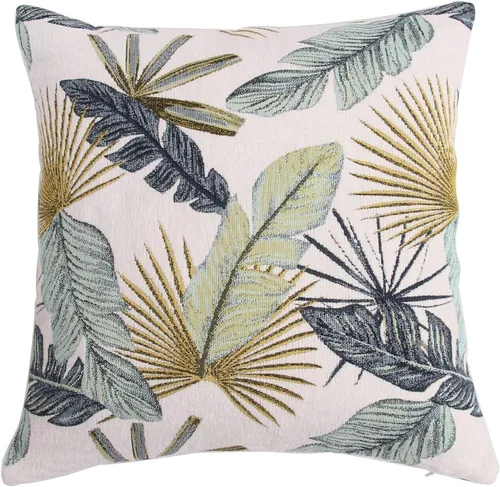 Vista 7 de Yeiotsy Funda de cojín decorativa, diseño de hojas tropicales, chenilla jacquard (rojo ladrillo, 18 x 18 pulgadas)