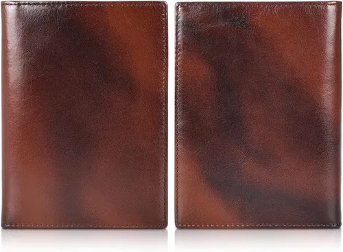 Vista 7 de Polare - Soporte para pasaporte de cuero de grano completo con bloqueo RFID, billetera plegable para viajes, 2 pasaportes, Café, Slim