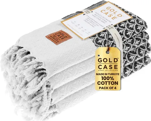 Vista 41 de Gold CASE - Juego de 4 Toallas de Mano Turcas para Baño, 20 x 40 pulgadas, Toallas de Baño 100% Algodón, Toalla Pequeña de Cocina Aphrodite