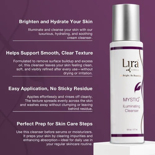 Vista 3 de Lira Clinical MYSTIQ iLuminating Cleanser – Lavado facial hidratante con vitamina C, células madre de planta naranja y extractos de plantas