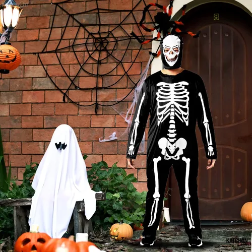 Vista 7 de KatchOn, Halloween Skeleton Costumes for Men - Halloween Costumes Halloween Jumpsuits for Men Skeleton Men Bodysuit