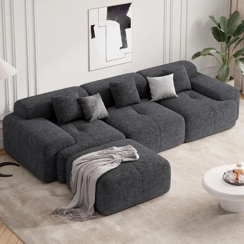Vista 21 de Sofá biplaza Cloud de 85 pulgadas en una caja, moderno sofá pequeño no requiere montaje, cómodos sillones de asiento profundo sin estructura