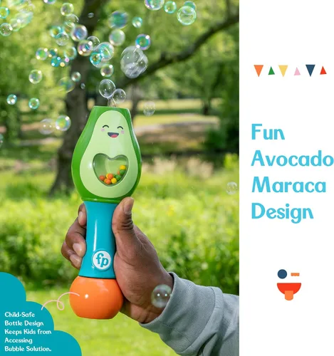 Vista 6 de Little Kids Fisher-Price - Maraca de juguete para niños pequeños Shake and Go Bubble 2 en 1 sin derrames, varita de burbujas y juguete musical