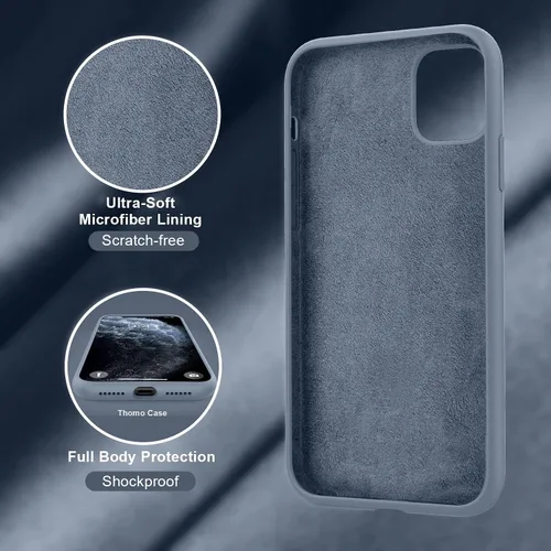 Vista 5 de Thomo Funda para iPhone 11 Pro Max [soporte de anillo de silicona líquida] [forro de microfibra antiarañazos], funda protectora de cuerpo completo