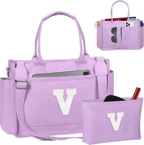 Vista 173 de Easter Basket Stuffers, Initial Tote Bag with Makeup Bag, Birthday Gifts for Women, Teen Girl Gifts Trendy Stuff