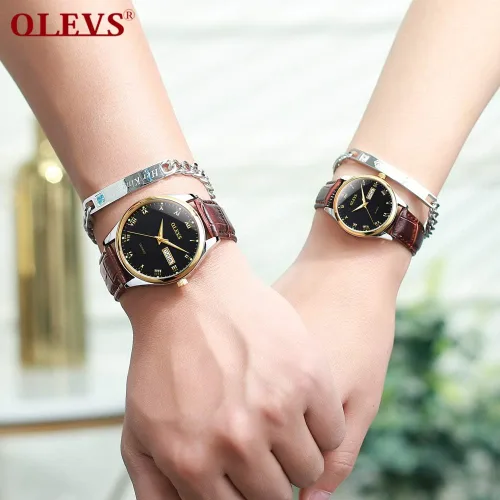 Vista 6 de OLEVS Reloj de pulsera analógico impermeable y económico de cuarzo para hombre reloj de calendario clásico